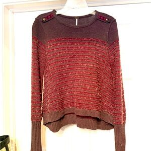 Free People Medium grunge purple Striped Sweater